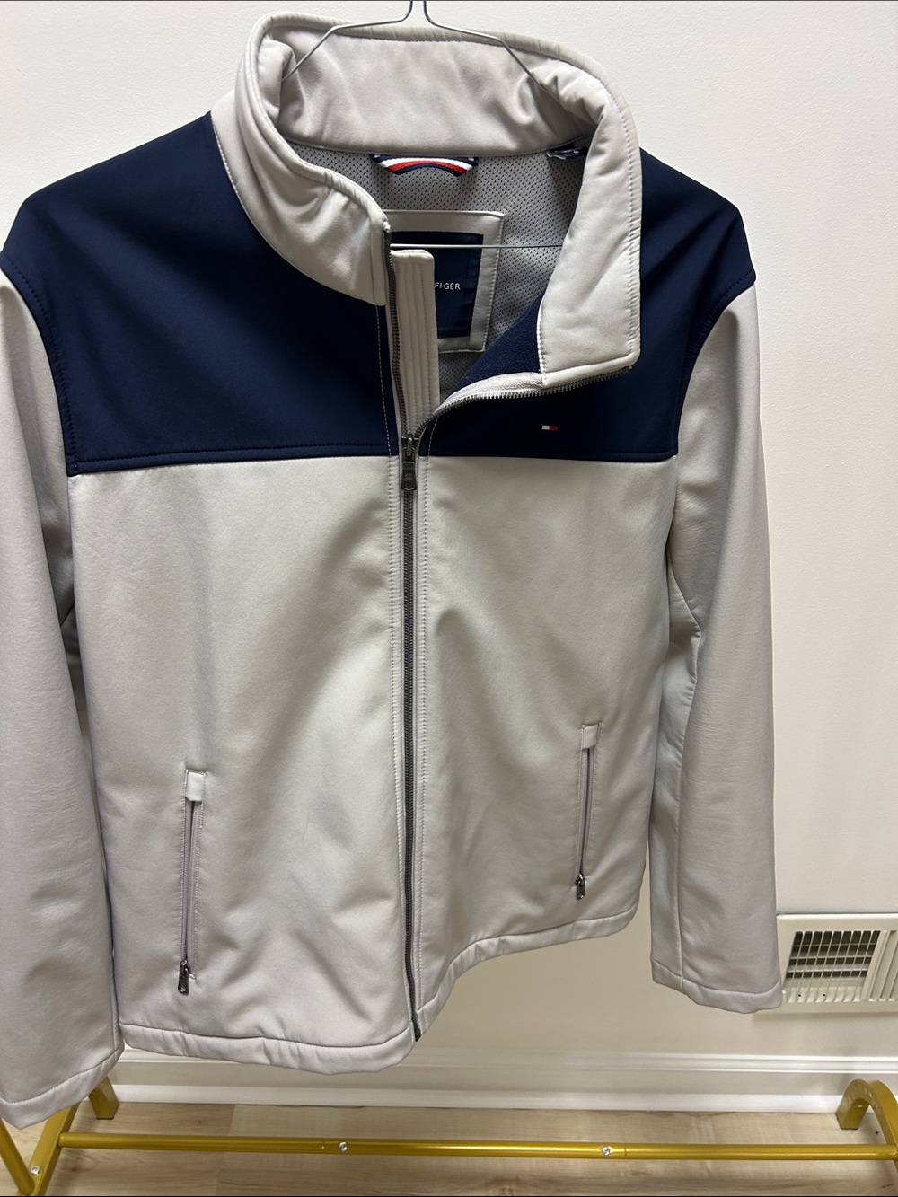 Tommy Hilfiger Two-Tone Navy and Light Gray Zip-Front Jacket